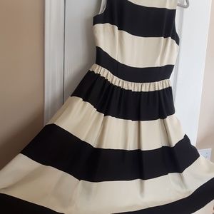 Kate Spade Black and Cream Striped Cocktail Dress